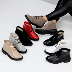 Черевики Butterfly, шкіра/замша/глянець, шоколад/червоні/чорні/білі/сірі/беж