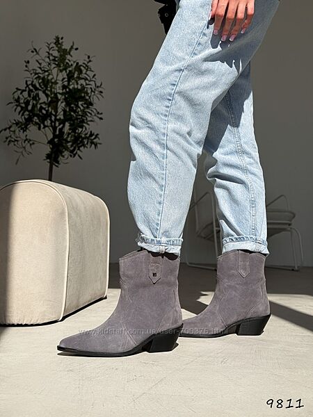 Ковбойки демі Iasmina, натуральна замша, сірі