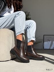 Черевики Manoly демі, натуральна шкіра/резинка, шоколад