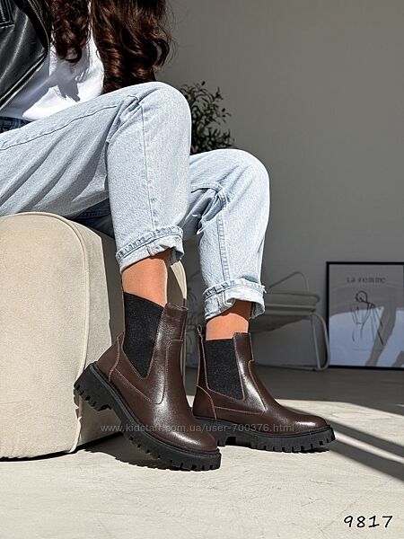 Черевики Manoly демі, натуральна шкіра/резинка, шоколад