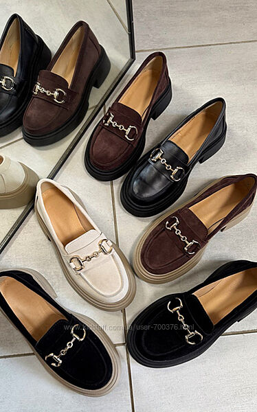 Туфлі, натуральна шкіра/замша, чорні/шоколад/беж