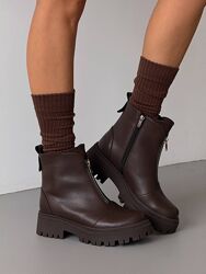 Черевики NikArt, натуральна шкіра, шоколад, демі/зима