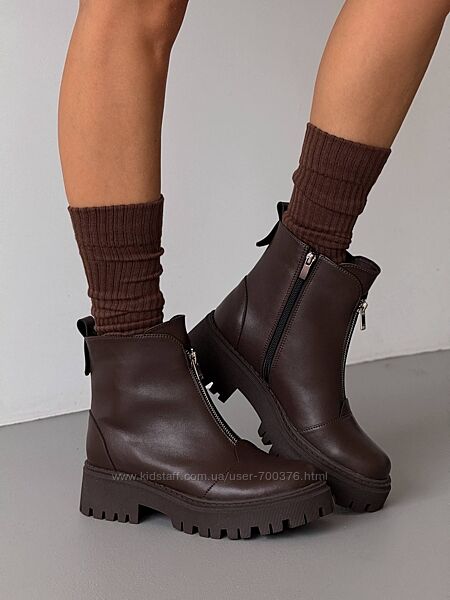 Черевики NikArt, натуральна шкіра, шоколад, демі/зима