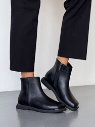 Черевики преміальної якості, натуральна шкіра, демі, чорні