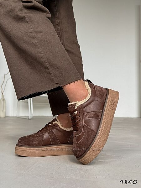 Кросівки зимові Marta, натуральна шкіра/замша, шоколад