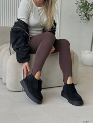 Лофери демі, чорні, еко - замша, всередині фліс 