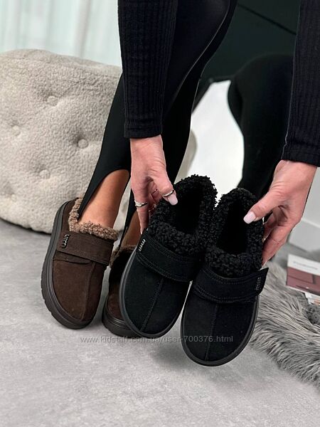 Автоледі Fursa зимні, натуральна замша, шоколад/чорні