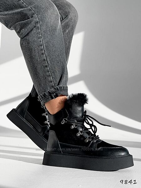 Черевики зима Sorini, натуральна замша/шкіра, чорні