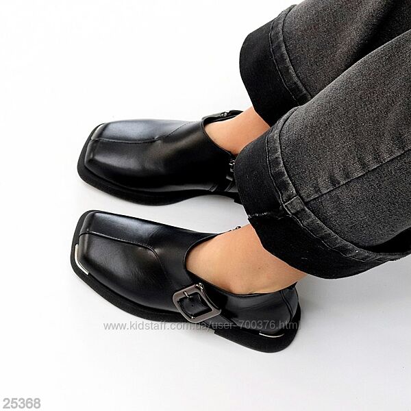 Туфлі Belle, натуральна шкіра, чорні, всередині - фліс