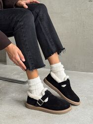 Лофери зима, barefoot анатомічна колодка, натуральна замша, чорні