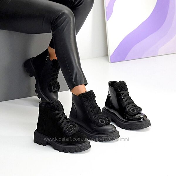 Черевики Astins демі, натуральна шкіра/замша/глянець, чорні