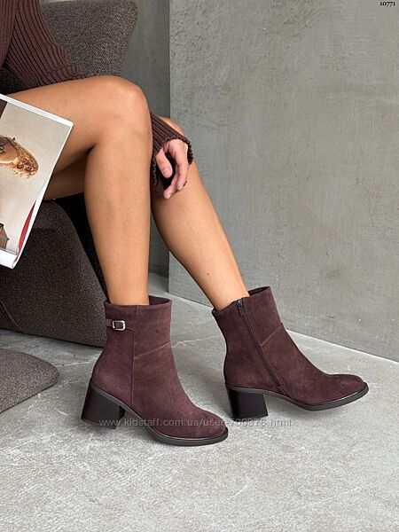 Черевики, натуральна замша, шоколад, демі/зима