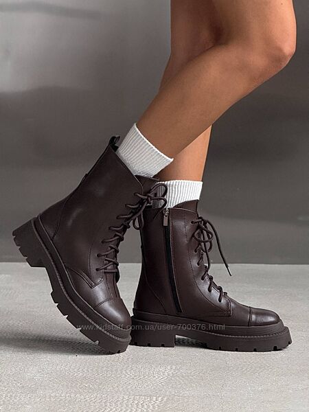 Зимові Черевики NikArt, натуральна шкіра, шоколад