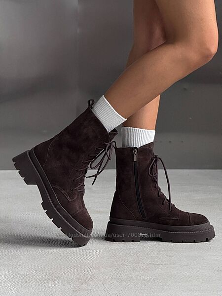 Зимові Черевики NikArt, натуральна замша, шоколад