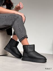 Угги зима Diva, натуральна шкіра, чорні