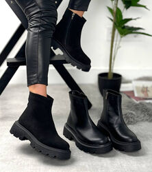 Черевики демі Rosta, натуральна шкіра/замша, чорні