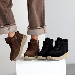 Черевики зима Talas, натуральна замша/екохутро, шоколад/чорні