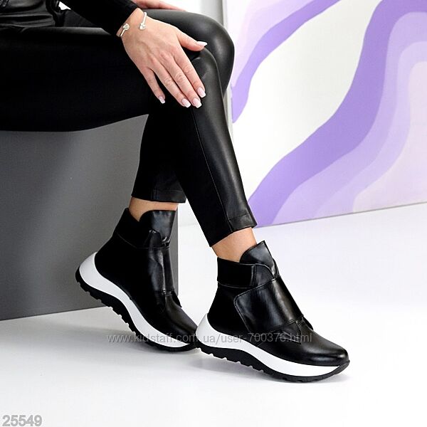 Черевики зима Lestley, натуральна шкіра, чорні