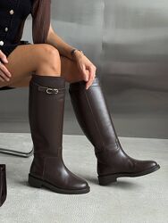Чоботи преміальні жокейські 105 Store, натуральна шкіра, шоколад, демі