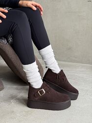 Уггі, натуральна замша, шоколад, облегшенна підошва