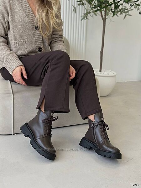 Черевики зимові, натуральна шкіра, шоколад