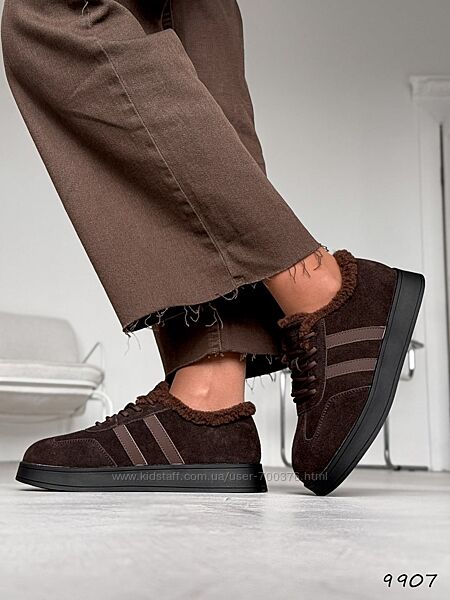 Кросівки зима Bielet, натуральна замша, шоколад