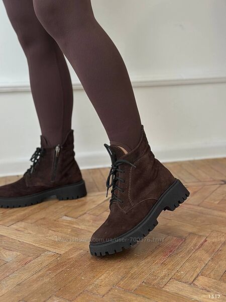 Черевики зимові шоколад, натуральна замша