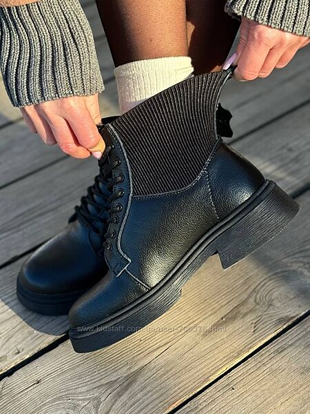 Черевики Shels зима, натуральна шкіра/еластичні вставки, чорні