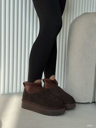 Уггі шоколад, натуральна замша/неопреновий носочок, шоколад