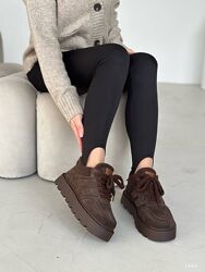 Зимові Черевики шоколад, натуральна замша