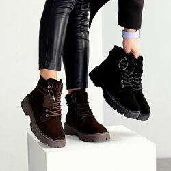 Черевики Lessa демі, натуральна замша, шоколад/чорні