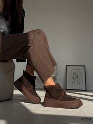 Черевики Paula зима, натуральна замша, шоколад, опушка натуральна вовна