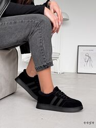 Кросівки зима Bielet, натуральна замша, чорні, всередині хутро тедді