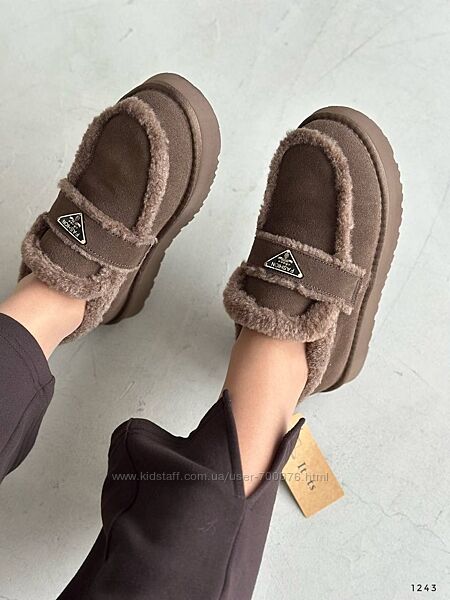 Зимові Лофери, натуральна замша, шоколад