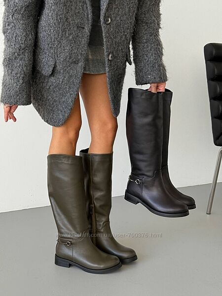 Чоботи єврозима Lirio and Nivelle, натуральна шкіра, чорні/хакі