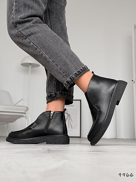 Лофери зима Tavia, натуральна шкіра, чорні