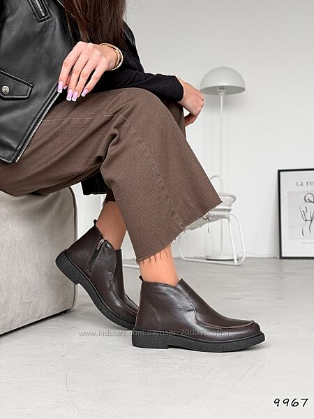 Лофери зима Tavia, натуральна шкіра, шоколад