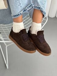 Кеди зимові, натуральна замша, шоколад, на хутрі