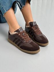 Кеди зимові, натуральна замша/шкіра, шоколад