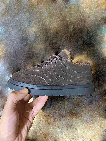 Кеди зимові, натуральна замша, шоколад