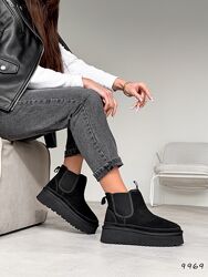 Угги Zoia, натуральна замша/резинка, чорні