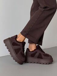 Зимові Кеди, натуральна замша/хутро Teddy, шоколад