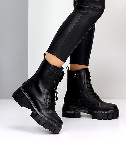 Черевики Trace зима, натуральна шкіра, чорні, топ ціна