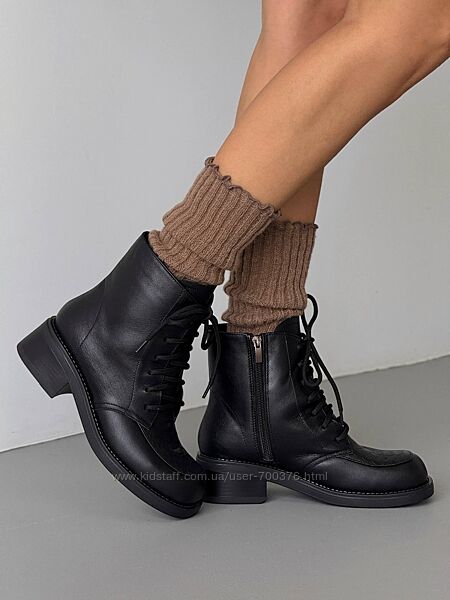 Черевики зима, анатомічні barefoot NikArt, чорні, натуральна шкіра/рептилія