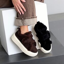 Автоледі Verbi зима, натуральна замша, чорні/шоколад