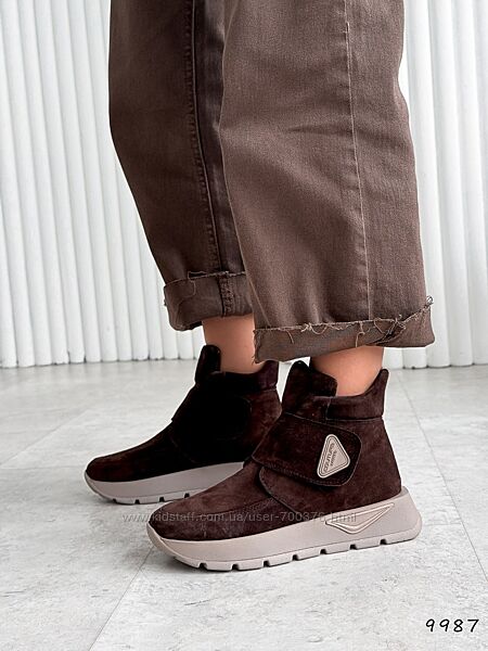 Черевики Diana зима, натуральна замша, шоколад