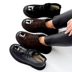 Черевики Rosti зима, натуральна шкіра/замша/глянець, чорні/шоколад