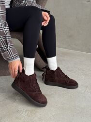 Черевики демі, натуральна замша, шоколад, на шнурівці, в стилі  barefoot