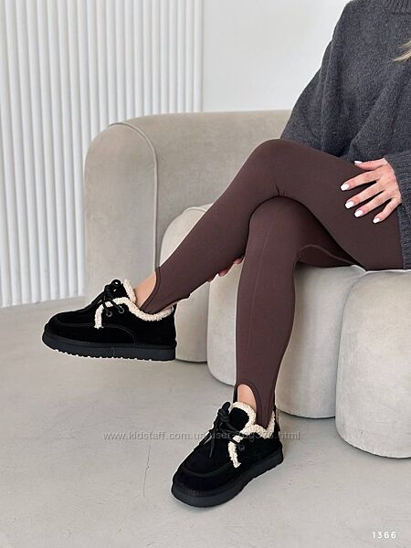 Черевики зимові, натуральна замша, чорні всередині утеплені натуральним хут