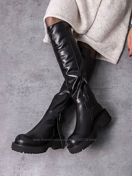 Зимові високі Чоботи Magza, натуральна шкіра/стрейч, чорні